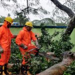 Flood risk as Cyclone Dana hits India, uprooting power lines and trees